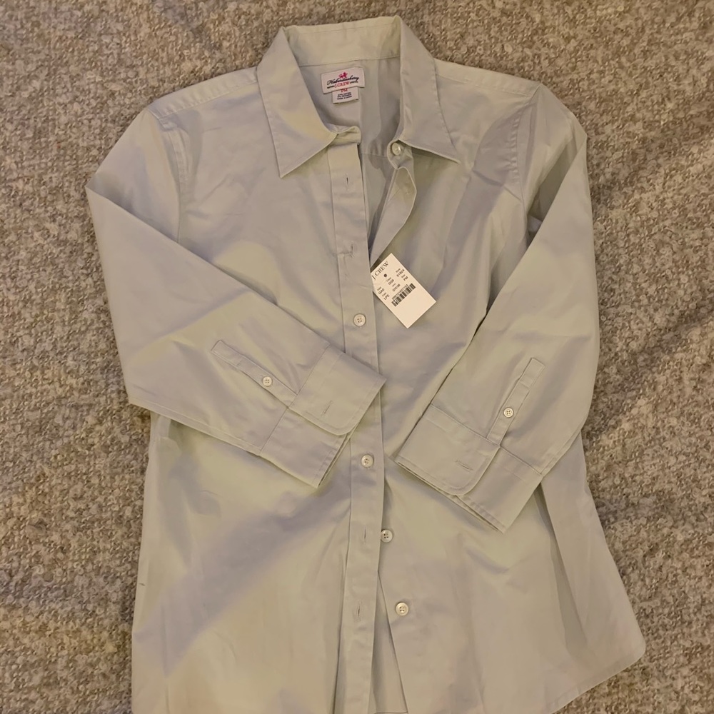 NWT J Crew blouse in light sage green, sz petite M